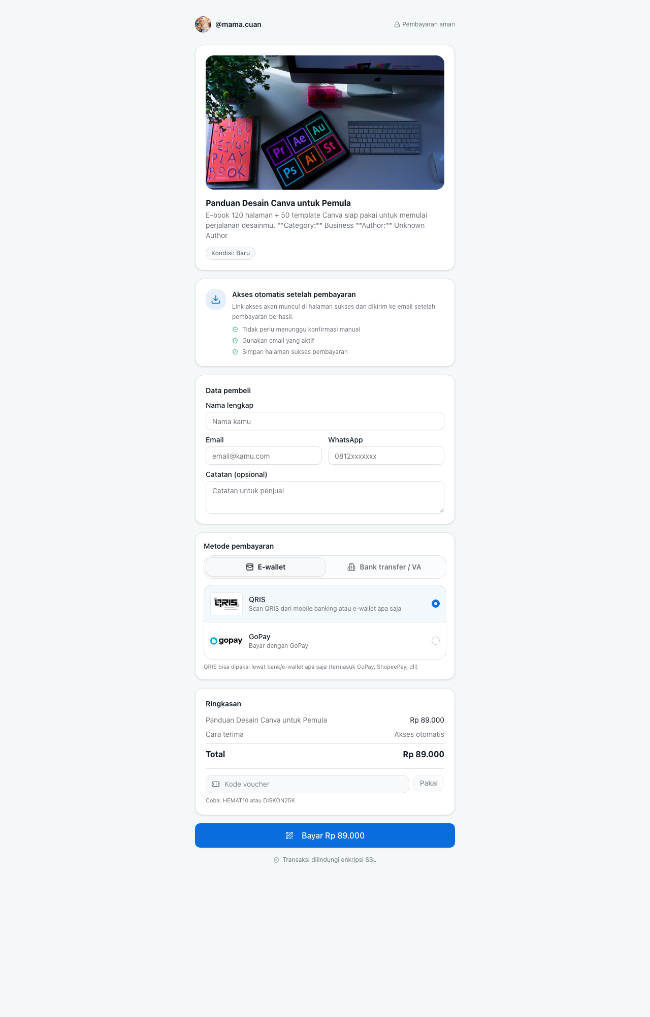Checkout pembayaran Havetap untuk pembelian tiket event
