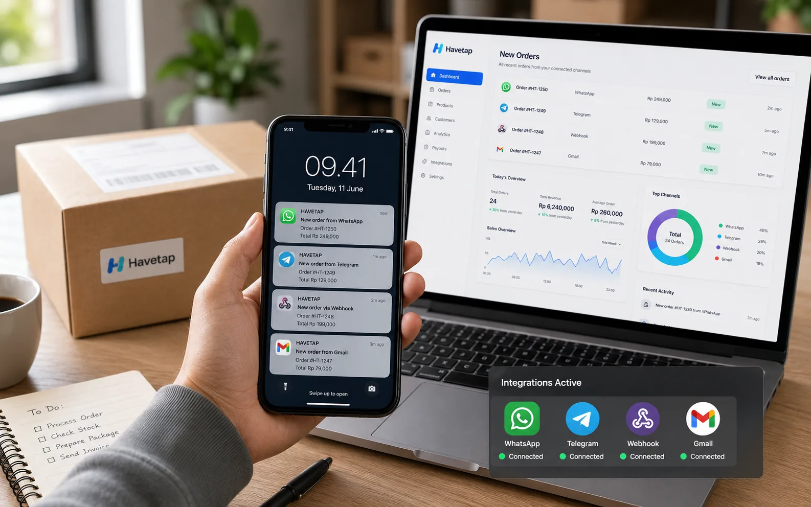 Seller menerima notifikasi order baru dari handphone